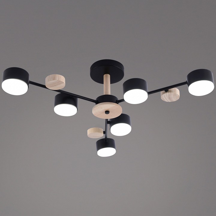 Люстра на штанге De Markt 03758-0.3-06 6xGX53 черный/дерево 03758-0.3-06 BK+WOOD GX53