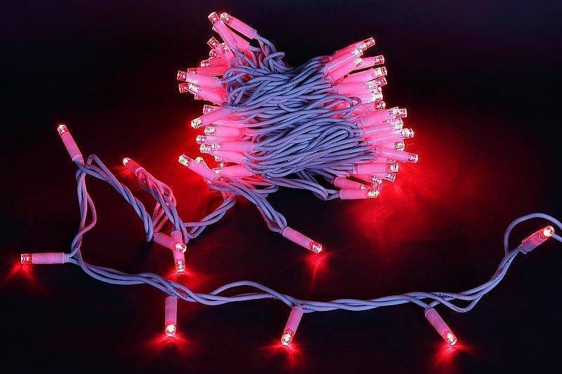 Гирлянда нить Sneha A-026 100 LED 10 м красный свет A-026 RD