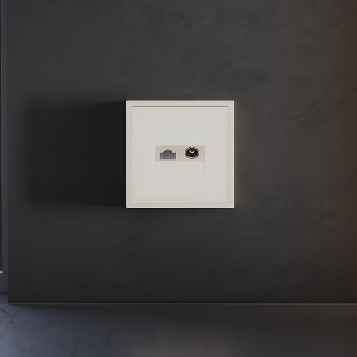 Накладка для ТВ-розетки и RJ-11 или RJ-45 Voltum S70 VLS002713