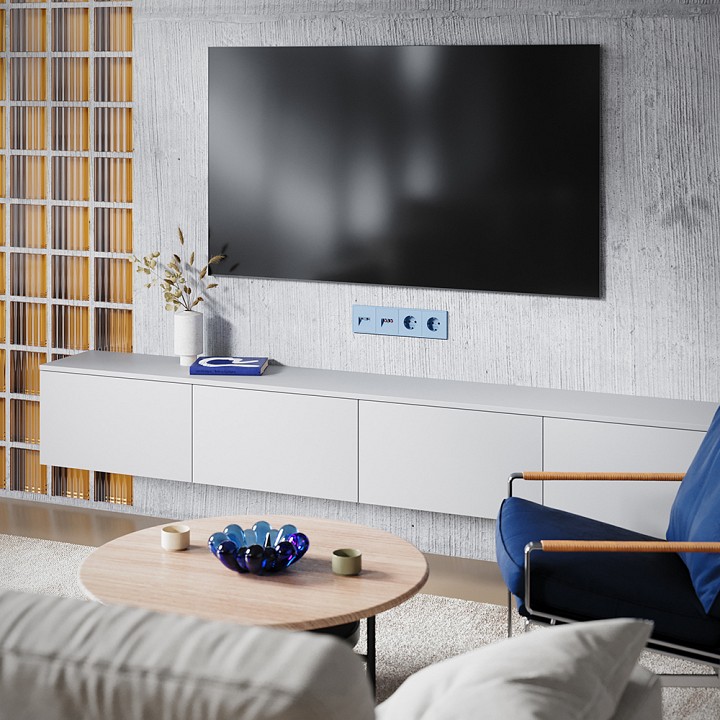 Накладка для ТВ-розетки и RJ-11 или RJ-45 Voltum S70 VLS002715