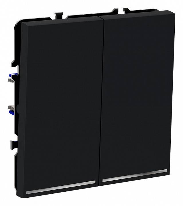 Выключатель проходной двухклавишный с подсветкой без рамки Voltum S70 VLS020407