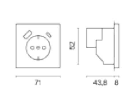 Розетка с заземлением и со шторкой и 2хUSB type A и C, без рамки Voltum S70 VLS040503