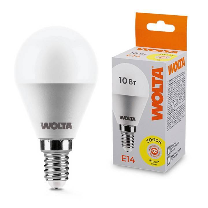 Лампа светодиодная Wolta  E14 10Вт 3000K 25Y45GL10E14