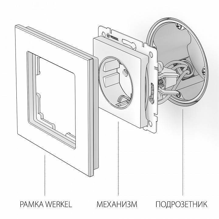 Розетка с заземлением без рамки Werkel глянцевый никель W1171002