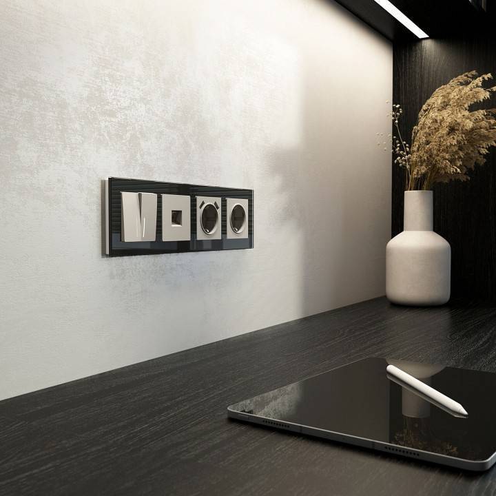 Накладка для розетки с заземлением и 2хUSB Werkel дымчатый W1279504