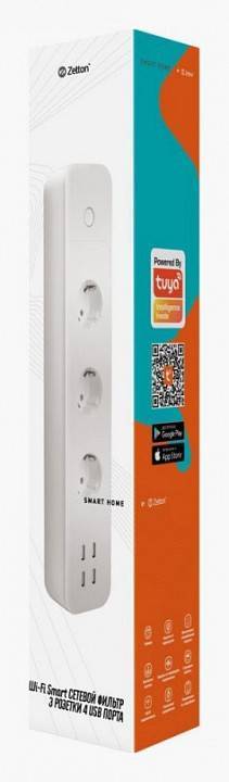 Сетевой фильтр с ДУ Zetton 3 розетки 4 USB 1.8 м ZTSHSPS3S4U16A1RU