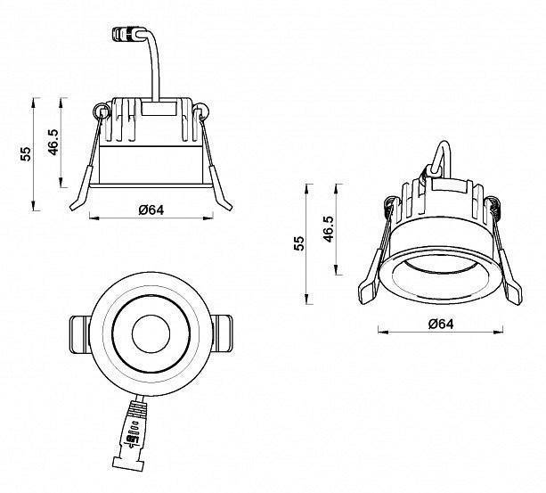 Встраиваемый светильник iLedex Mars 7 Вт 3000 K 107-7W-D64-3000K-24DG-BK