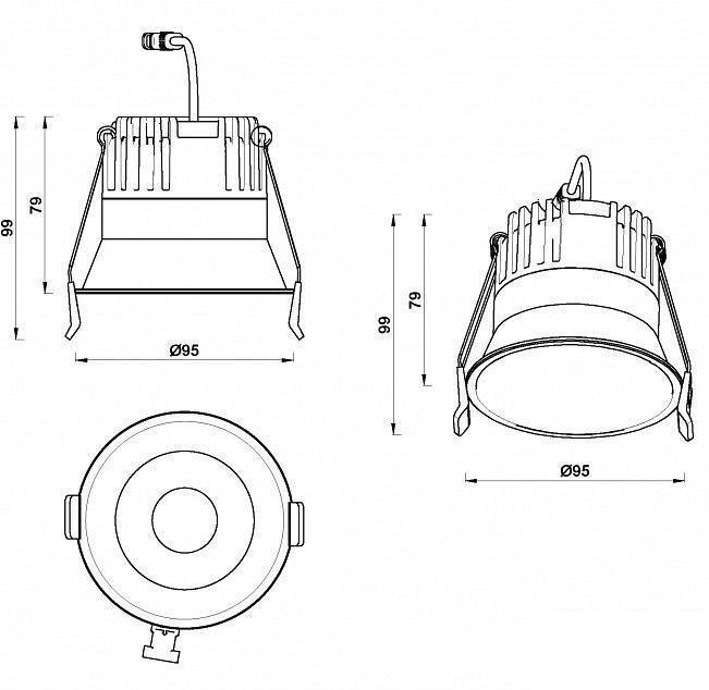 Встраиваемый светильник iLedex Mars 12 Вт 4000 K 212-12W-D95-4000K-24DG-BK