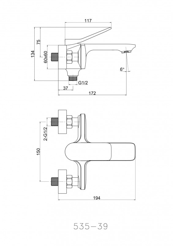 Смеситель для ванны Cersanit ODRA однорычажный 63051