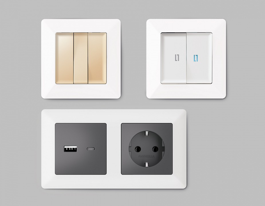 Рамка на 1 пост Ambrella Volt Line AF110121