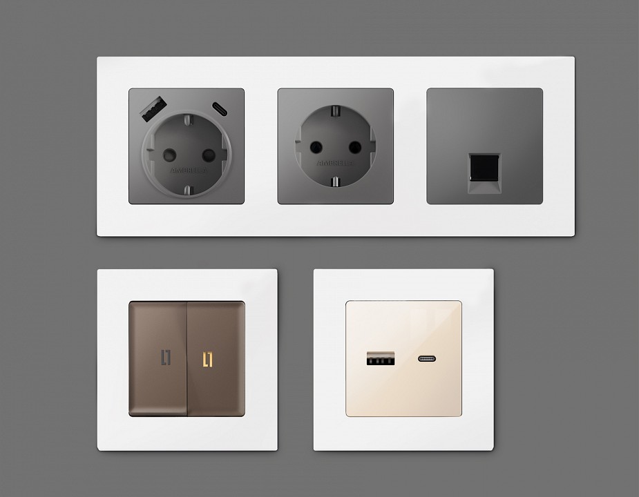 Рамка на 2 поста Ambrella Volt Techno AF220122