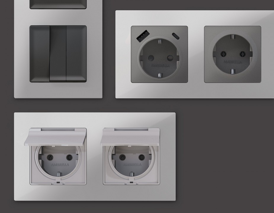 Рамка на 4 поста Ambrella Volt Techno AF220404