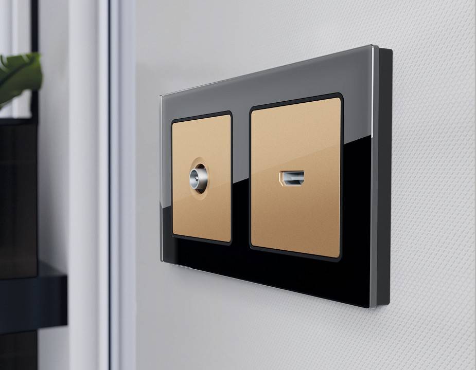 Рамка на 2 поста Ambrella Volt Platos Стекло натуральное AF380802