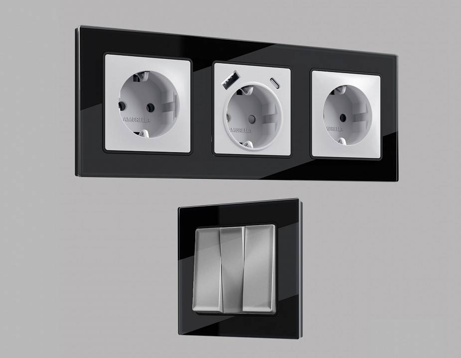 Рамка на 2 поста Ambrella Volt Platos Стекло натуральное AF380802