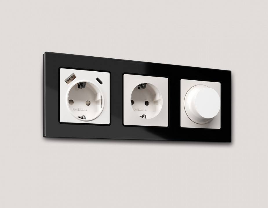 Рамка на 3 поста Ambrella Volt Platos Стекло натуральное AF380803