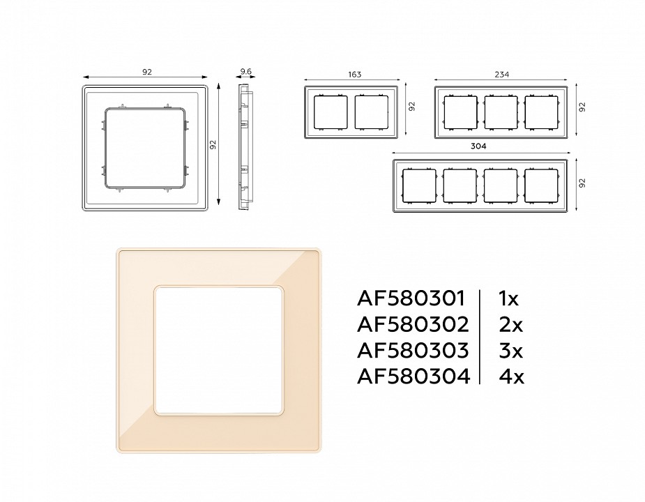 Рамка на 4 поста Ambrella Volt Arctic AF580304