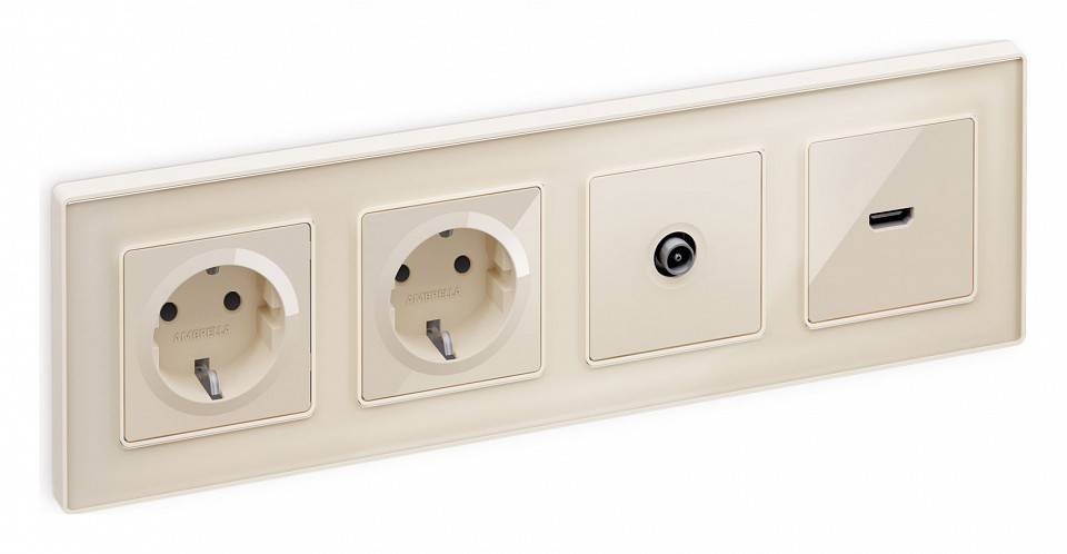 Накладка для розетки с заземлением и со шторками Ambrella Volt Quant AP3070