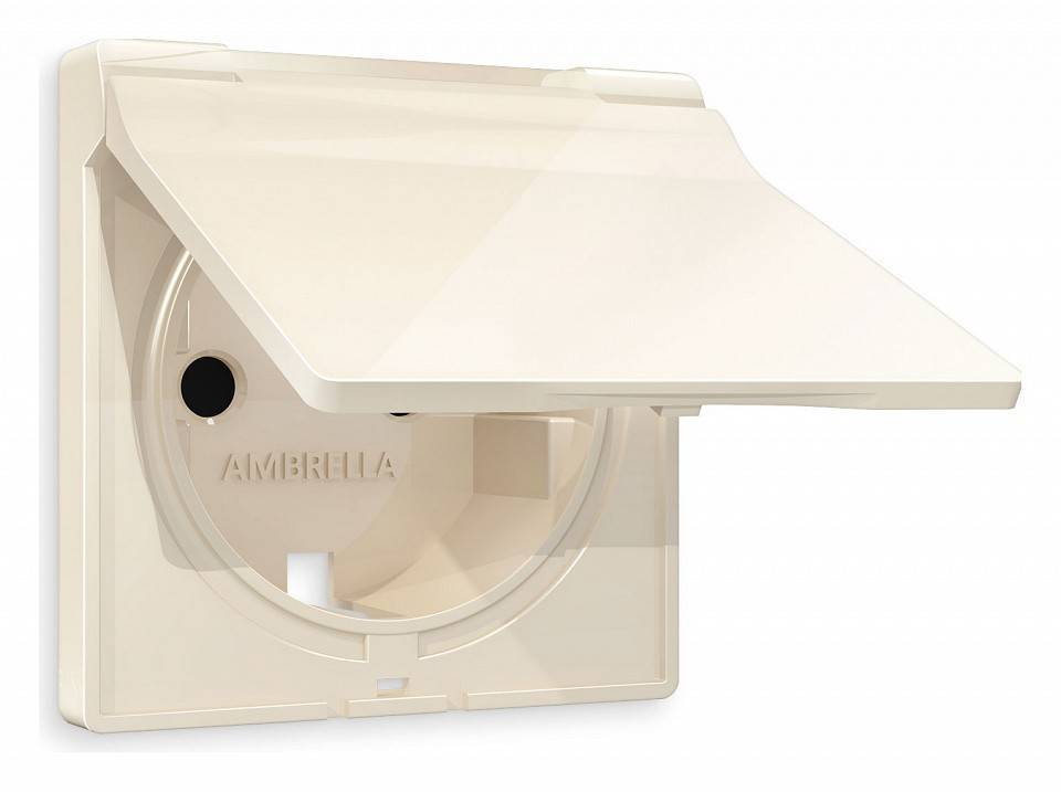 Накладка для розетки влагозащищенной с заземлением и со шторками с крышкой Ambrella Volt Quant AP3080
