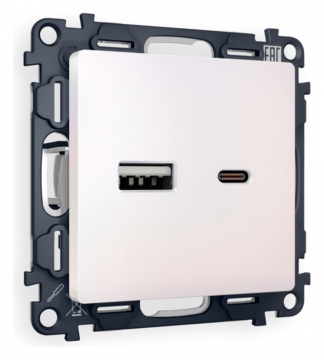 Розетка 2хUSB type A и C без рамки Ambrella Volt Quant MA211010