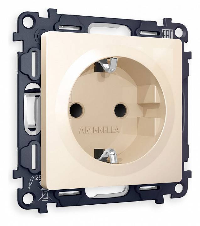 Розетка с заземлением и со шторкой, без рамки Ambrella Volt Quant MA307010