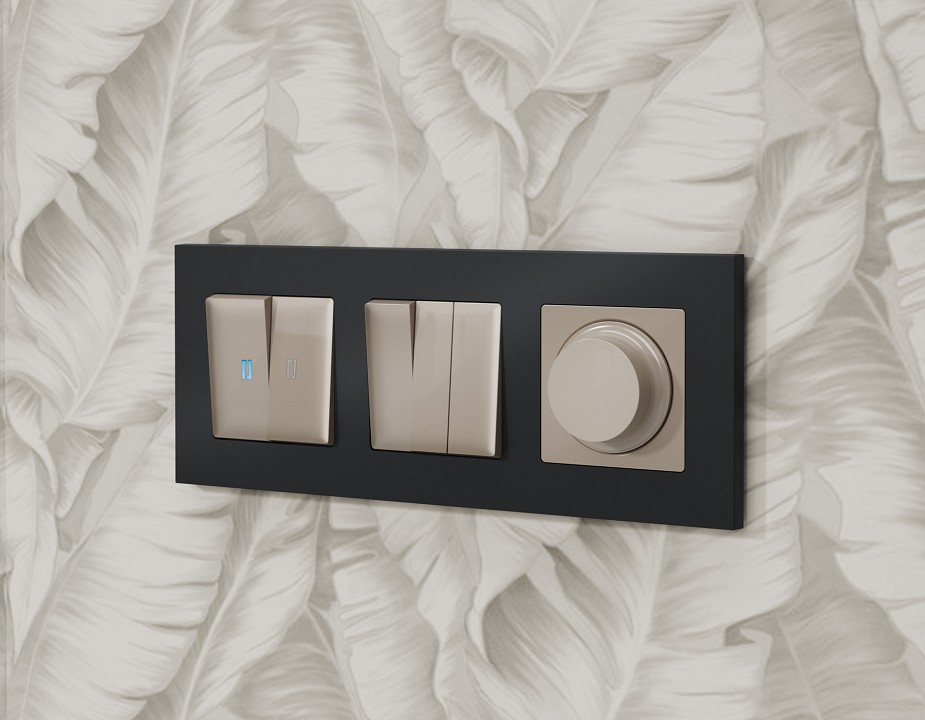 Выключатель двухклавишный с подсветкой без рамки Ambrella Volt Quant MA364020