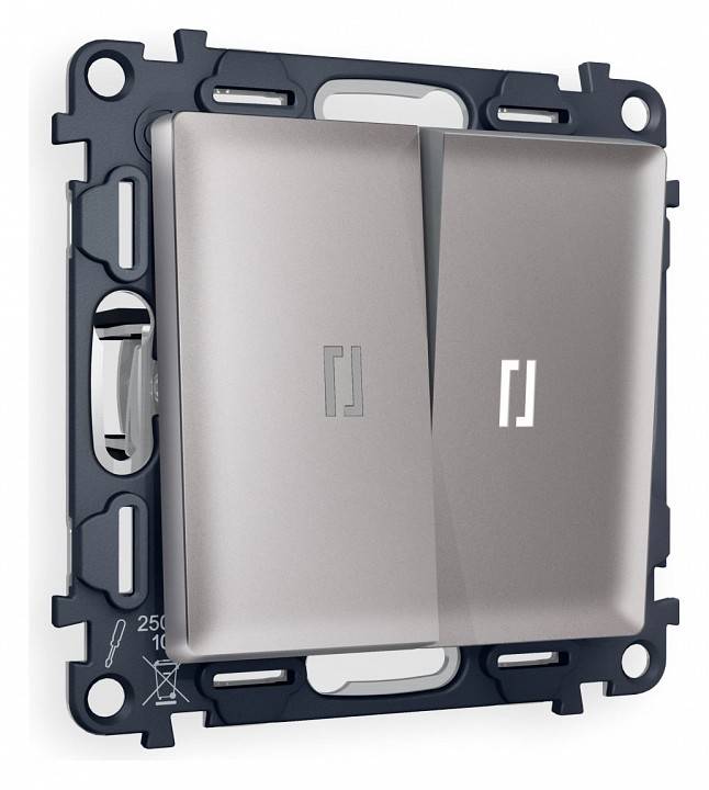 Выключатель двухклавишный с подсветкой без рамки Ambrella Volt Quant MA504015