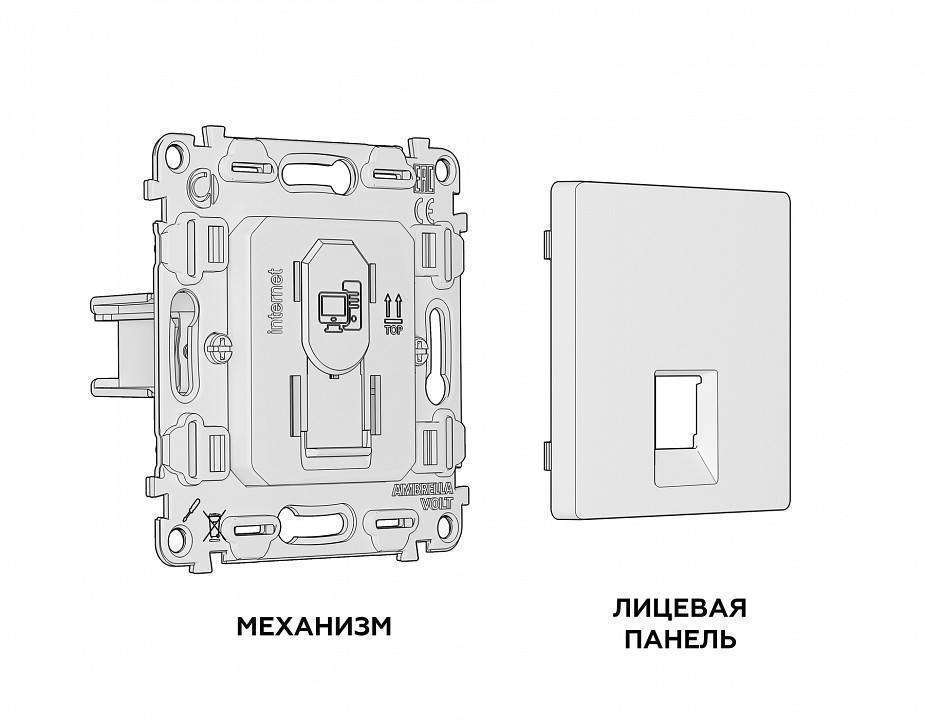 Розетка Ethernet RJ-45 и со шторками, без рамки Ambrella Volt Quant MA812010