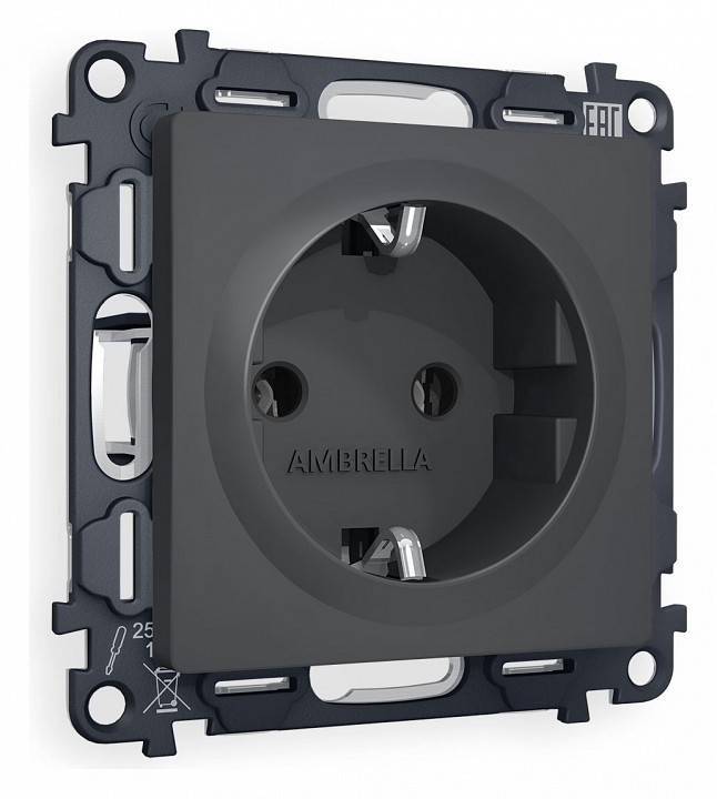 Розетка с заземлением, без рамки Ambrella Volt Quant MA906010