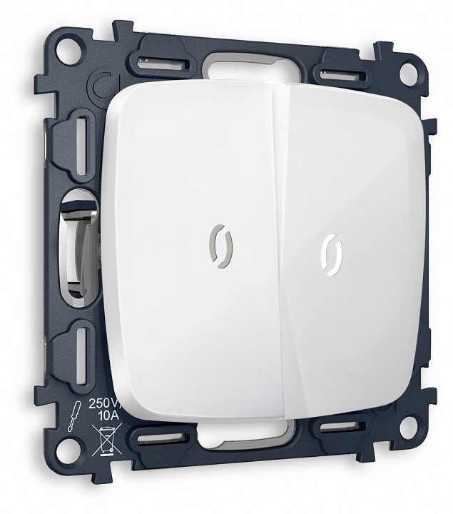 Выключатель проходной двухклавишный с подсветкой без рамки Ambrella Volt MO MO104035