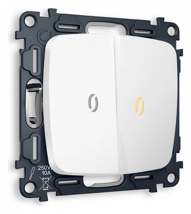 Выключатель проходной двухклавишный с подсветкой без рамки Ambrella Volt Quant MO124030