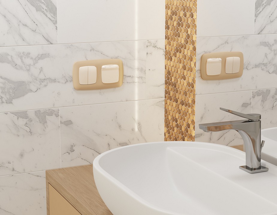 Выключатель перекрестный двухклавишный без рамки Ambrella Volt OMEGA MO323030