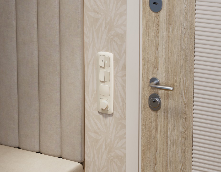 Выключатель перекрестный двухклавишный без рамки Ambrella Volt OMEGA MO323030