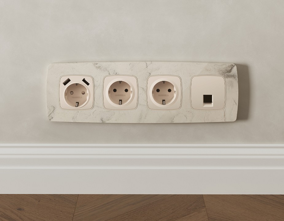 Розетка Ethernet RJ-45 и со шторками, без рамки Ambrella Volt OMEGA MO332005