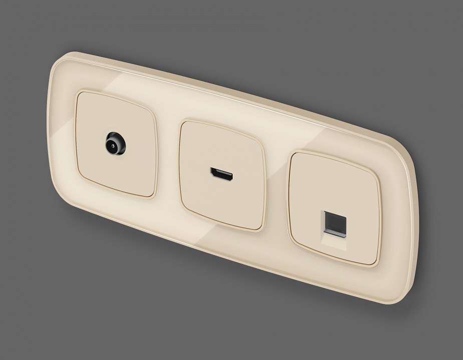 Розетка Ethernet RJ-45 и со шторками, без рамки Ambrella Volt OMEGA MO332005