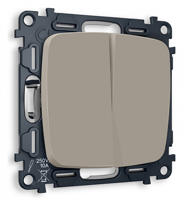 Выключатель проходной двухклавишный без рамки Ambrella Volt Quant MO363020