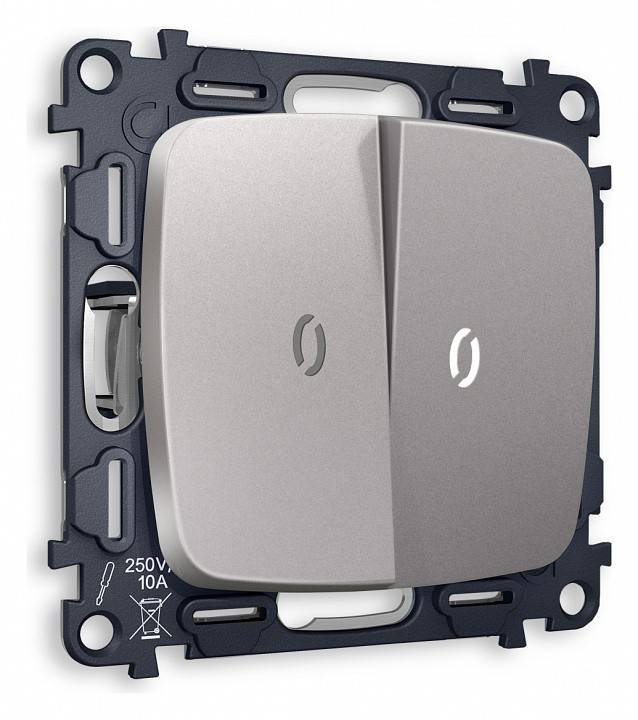 Выключатель двухклавишный с подсветкой без рамки Ambrella Volt Quant MO504015