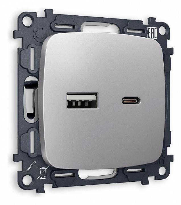 Розетка 2хUSB type A и C без рамки Ambrella Volt Quant MO511010