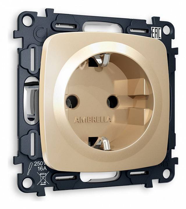 Розетка с заземлением, без рамки Ambrella Volt Quant MO606010