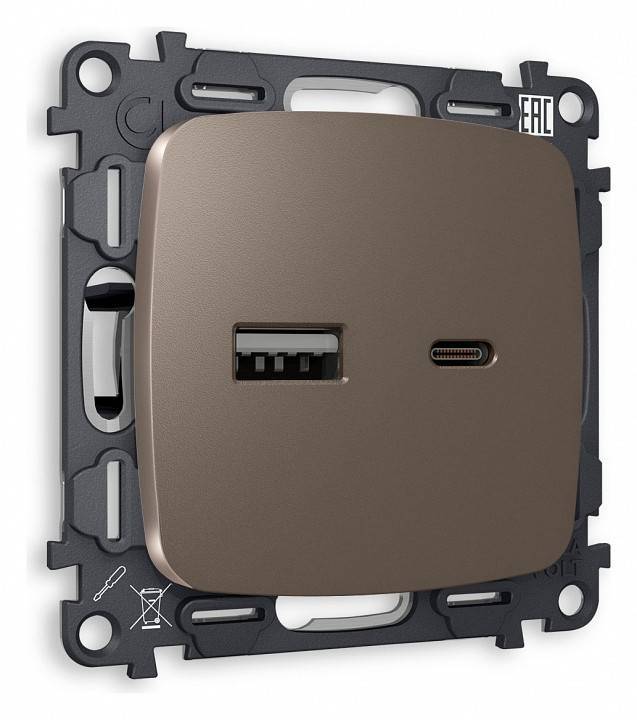 Розетка 2хUSB type A и C без рамки Ambrella Volt Quant MO641010