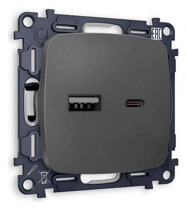 Розетка 2хUSB type A и C без рамки Ambrella Volt Quant MO911010