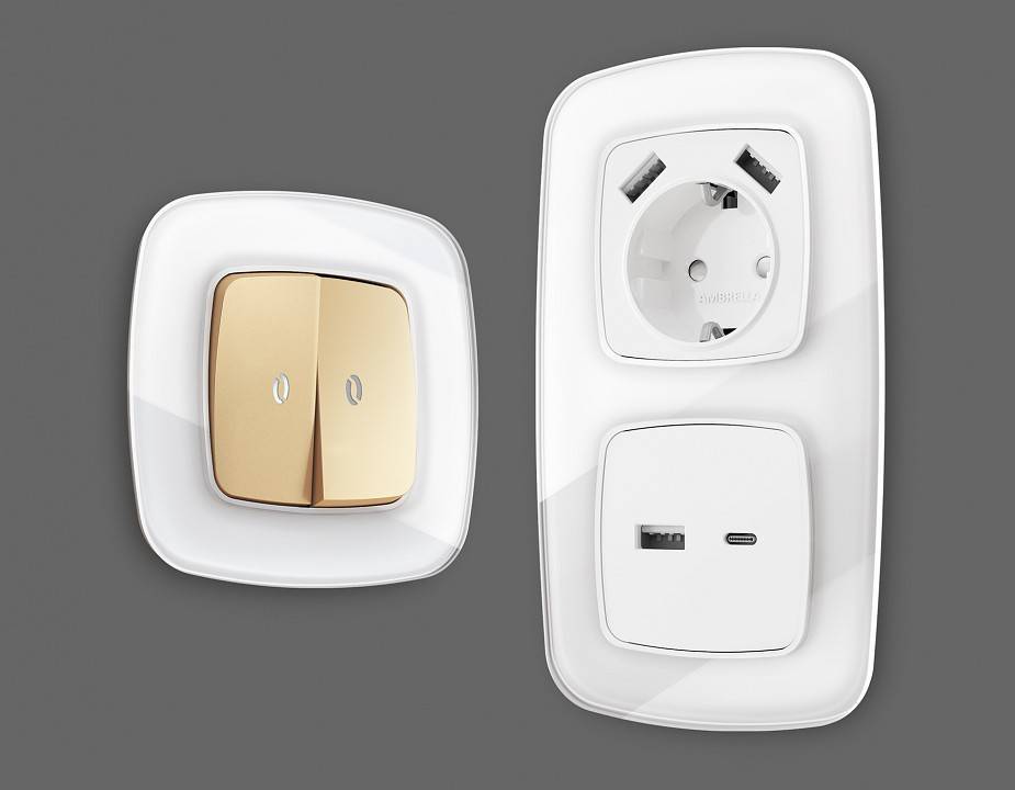 Рамка на 4 поста Ambrella Volt Radian Стекло натуральное OF350104