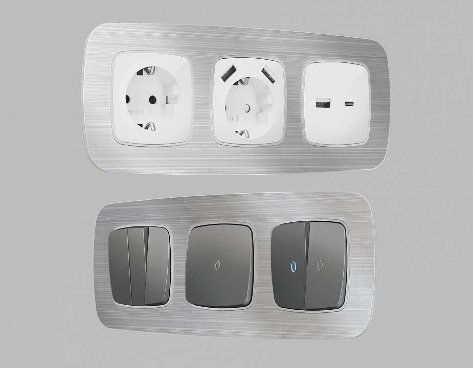 Рамка на 2 поста Ambrella Volt Radian Металл OF580102