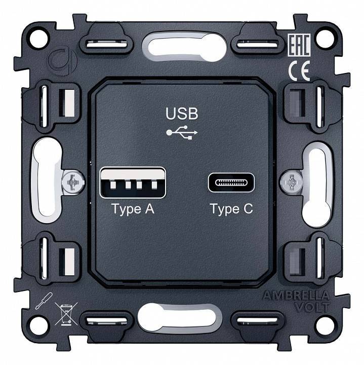 Механизм розетки 2хUSB type A и C Ambrella Volt Quant VM177
