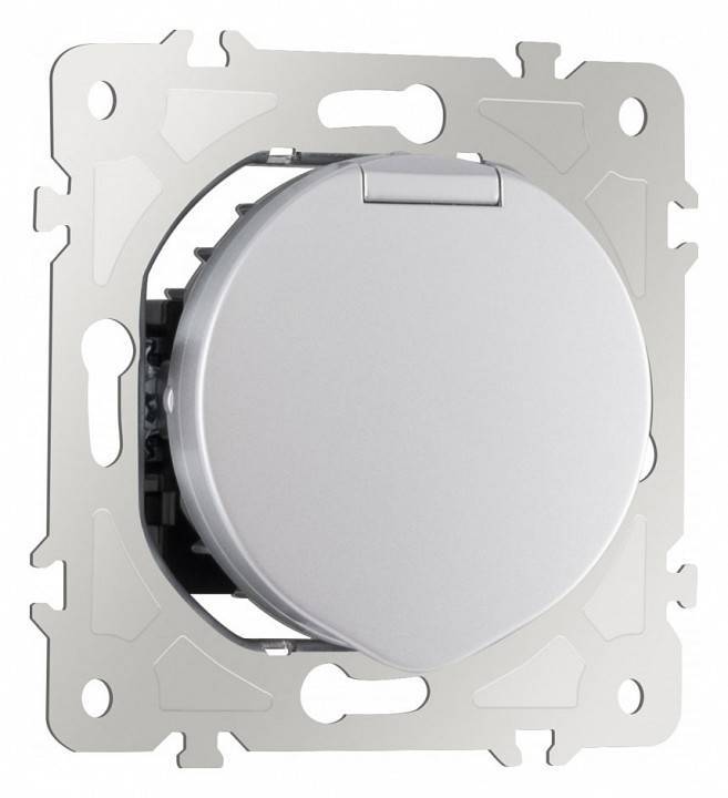 Розетка влагозащищенная с заземлением и со шторкой с крышкой Arte Milano am-202 202.41-1.silver