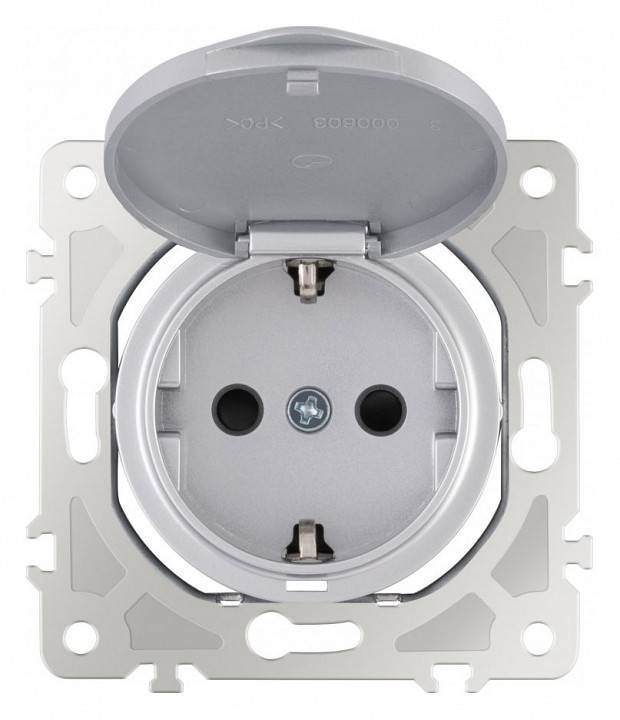 Розетка влагозащищенная с заземлением и со шторкой с крышкой Arte Milano am-202 202.41-1.silver