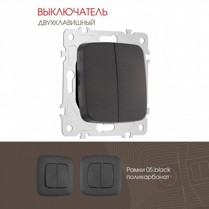 Выключатель двухклавишный без рамки Arte Milano 205 205.30-2.black