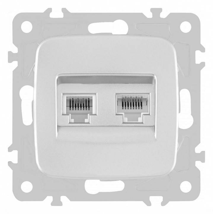 Розетка двойная RJ-11 и Ethernet RJ-45, без рамки Arte Milano am-205 205.44-1.silver