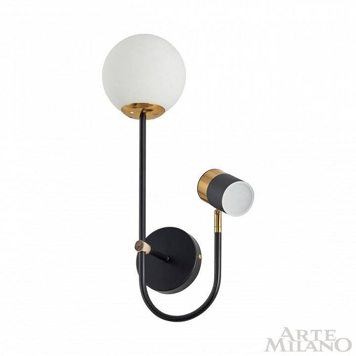 Бра с подсветкой Arte Milano Ferrara 274802/1+1B BK/GD