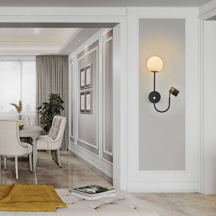Бра с подсветкой Arte Milano Ferrara 274802/1+1B BK/GD