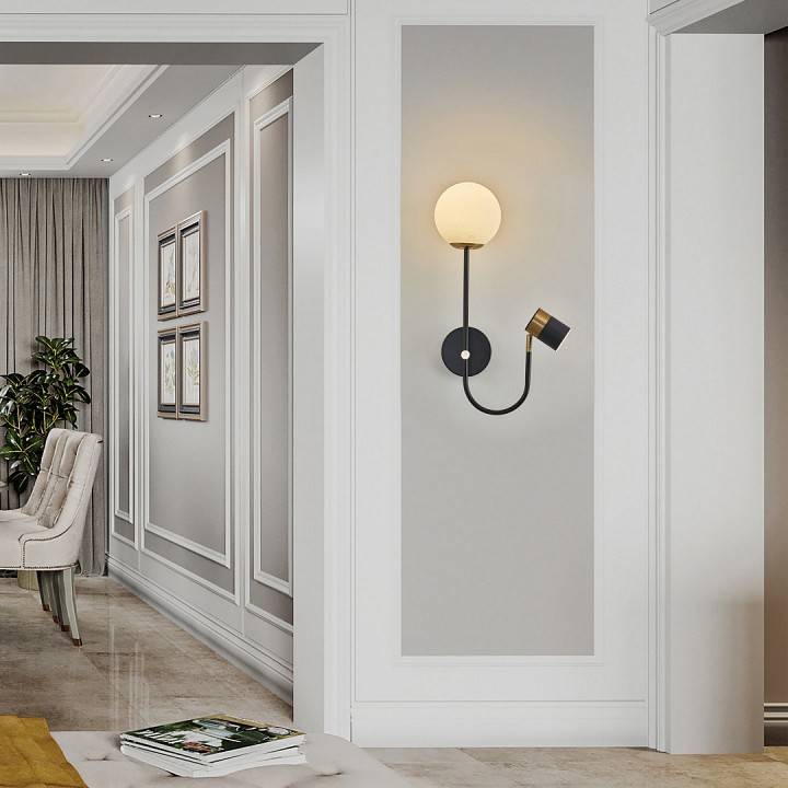 Бра с подсветкой Arte Milano Ferrara 274802/1+1B BK/GD